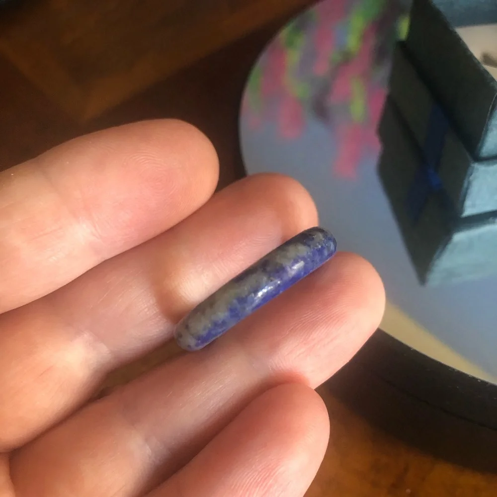 Handcrafted genuine sodalite stone band ring 9.5